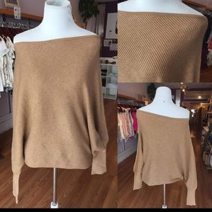 Caramel color off shoulder knit sweater top S/M